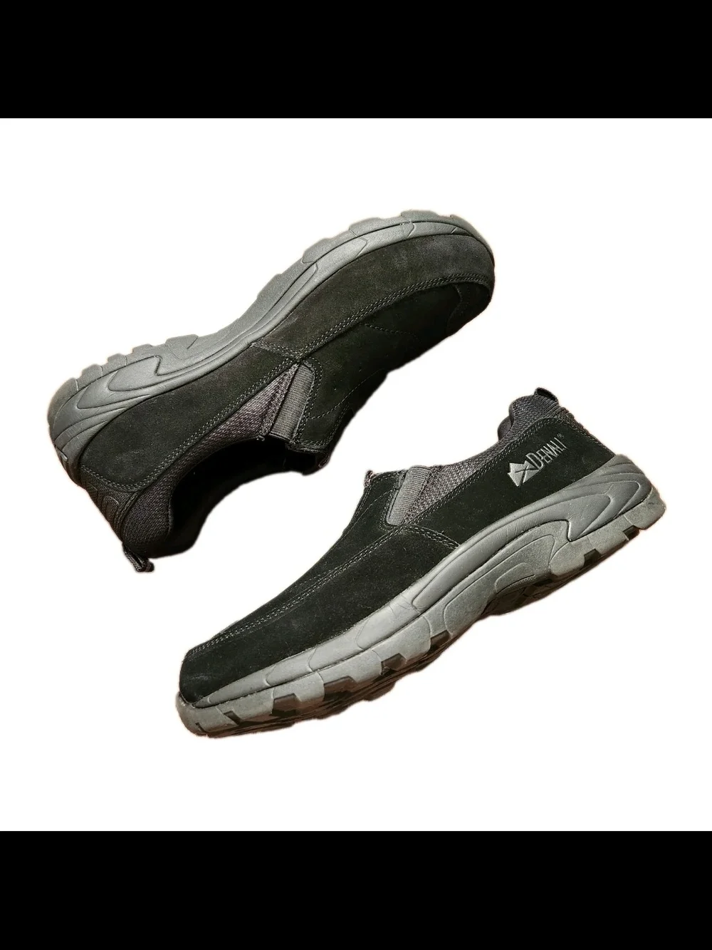 Denali Black Leather Suede Slip-On Shoes Size US 12 | UK 11 Men's Hiking Comfort